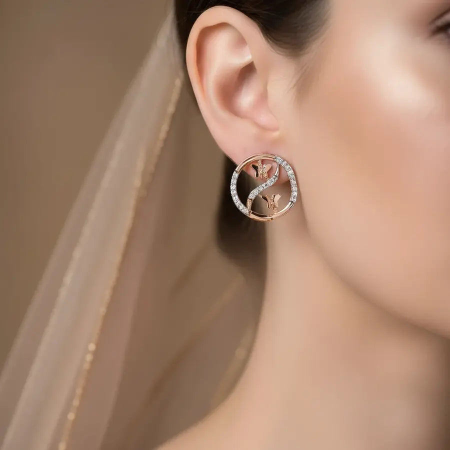 Duo Butterflies Gold Earrings