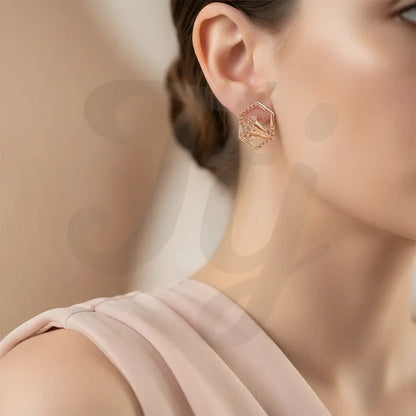 Twin Hands Holding Gold Earrings