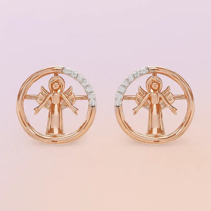 Angel Circle Frame Gold Earrings