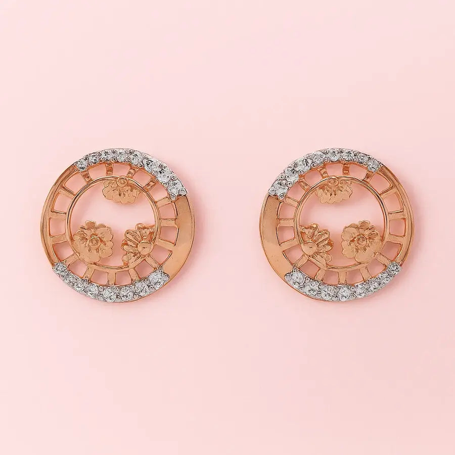 Circle Floral Gold Earrings