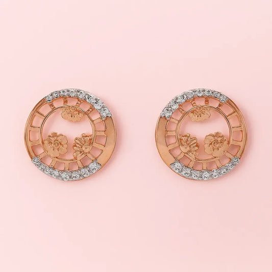 Circle Floral Gold Earrings