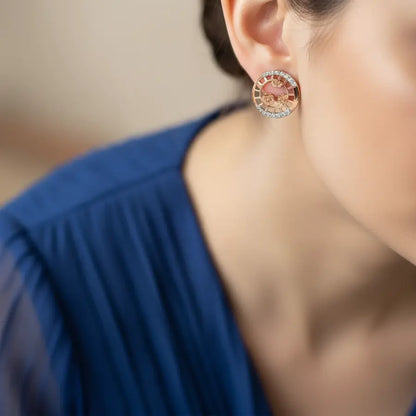 Circle Floral Gold Earrings