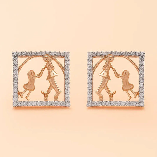 Mom & Girl Child Gold Earrings