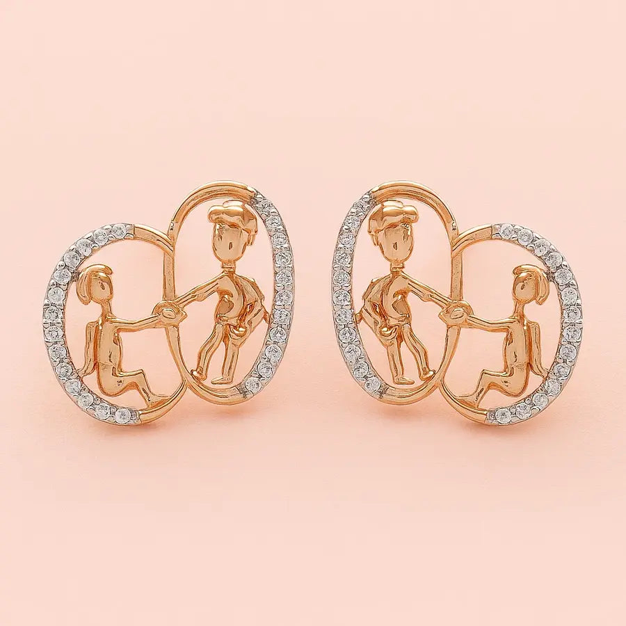 Helping Hand Climb Gold Earrings