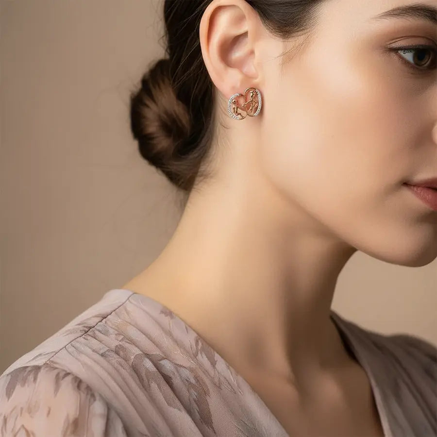 Helping Hand Climb Gold Earrings