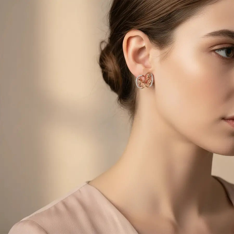 Helping Hand Climb Gold Earrings