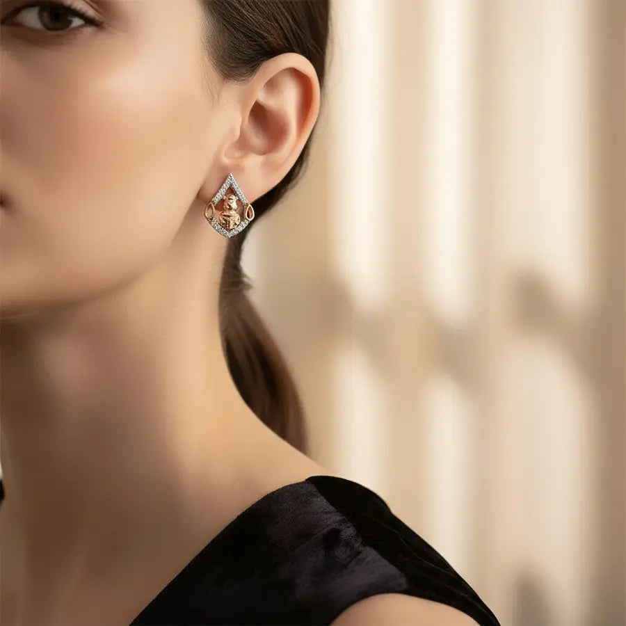 Reading Bear Gold Earrings