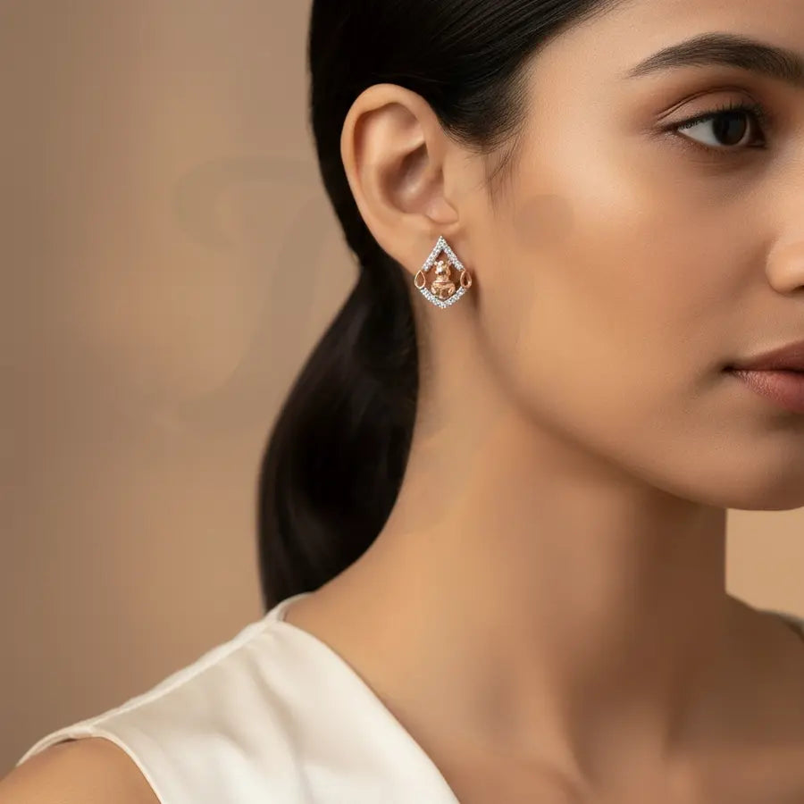 Reading Bear Gold Earrings