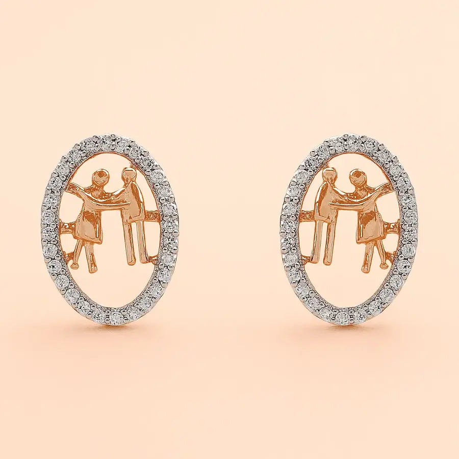 Couple Hug Gold Earrings