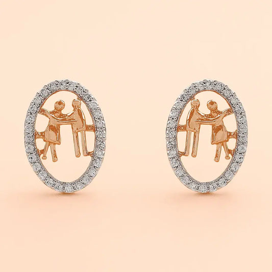 Couple Hug Gold Earrings