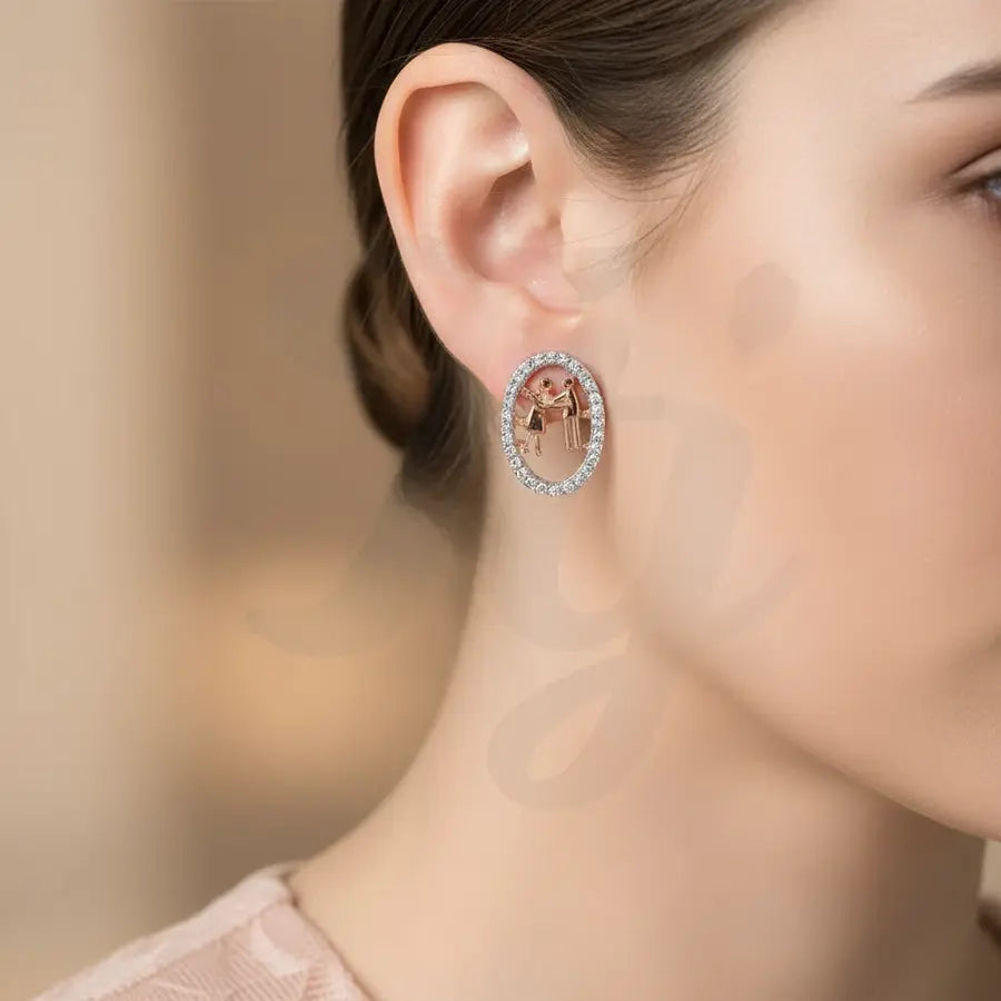 Couple Hug Gold Earrings