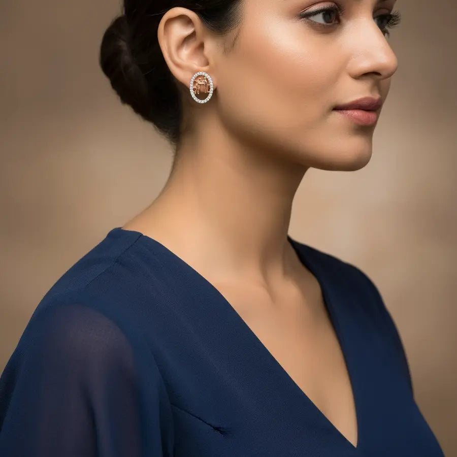 Couple Hug Gold Earrings
