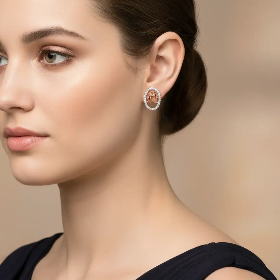 Couple Hug Gold Earrings