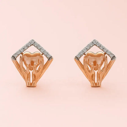 Heart in Hand Gold Earrings