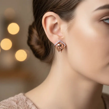 Heart in Hand Gold Earrings
