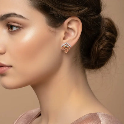 Heart in Hand Gold Earrings