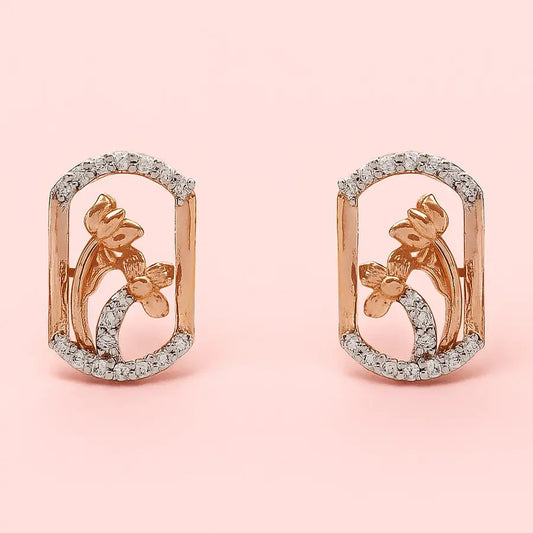 Twin Flowers Gold Earrings
