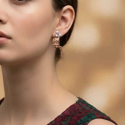 Honey Comb Gold Earrings