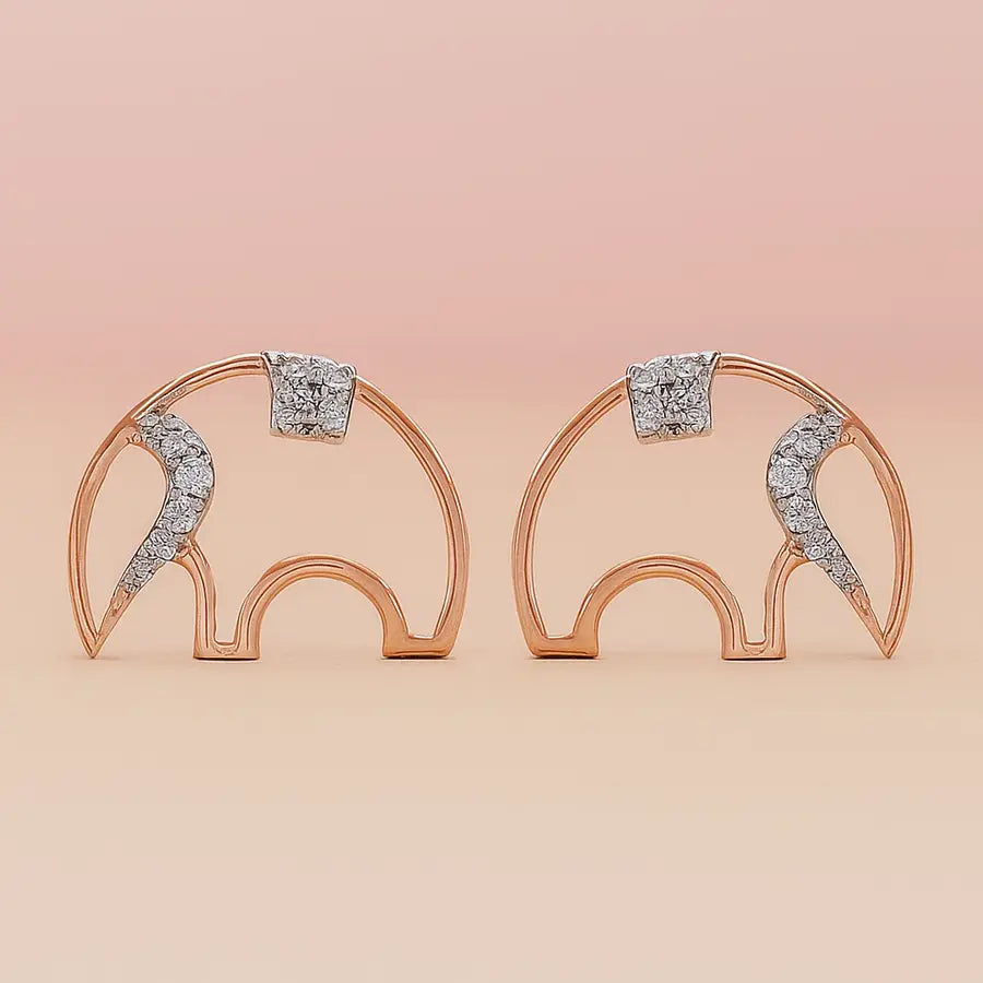 Elephant frame Gold Earrings
