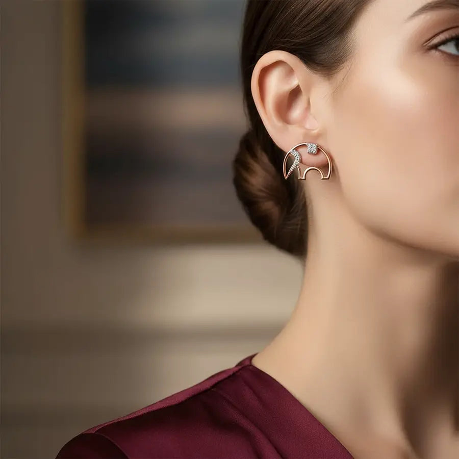 Elephant frame Gold Earrings