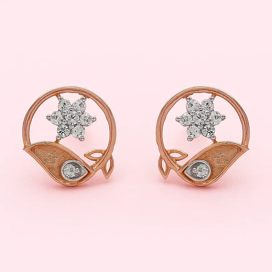 Star Leaves Circle Gold Earrings