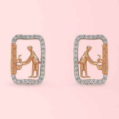 Washing Hands Gold Earrings