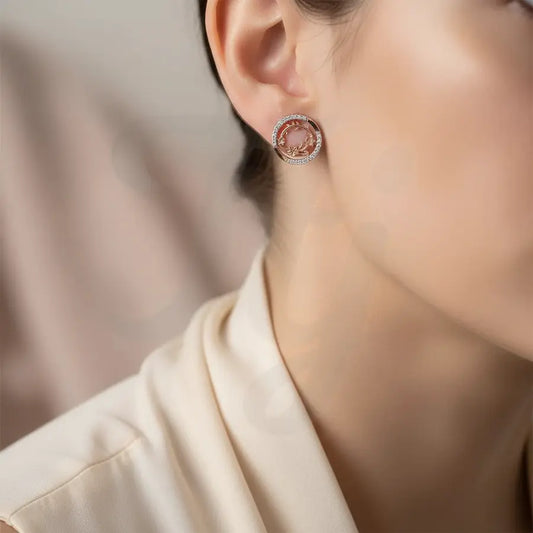 Circle Flower Crown Gold Earrings