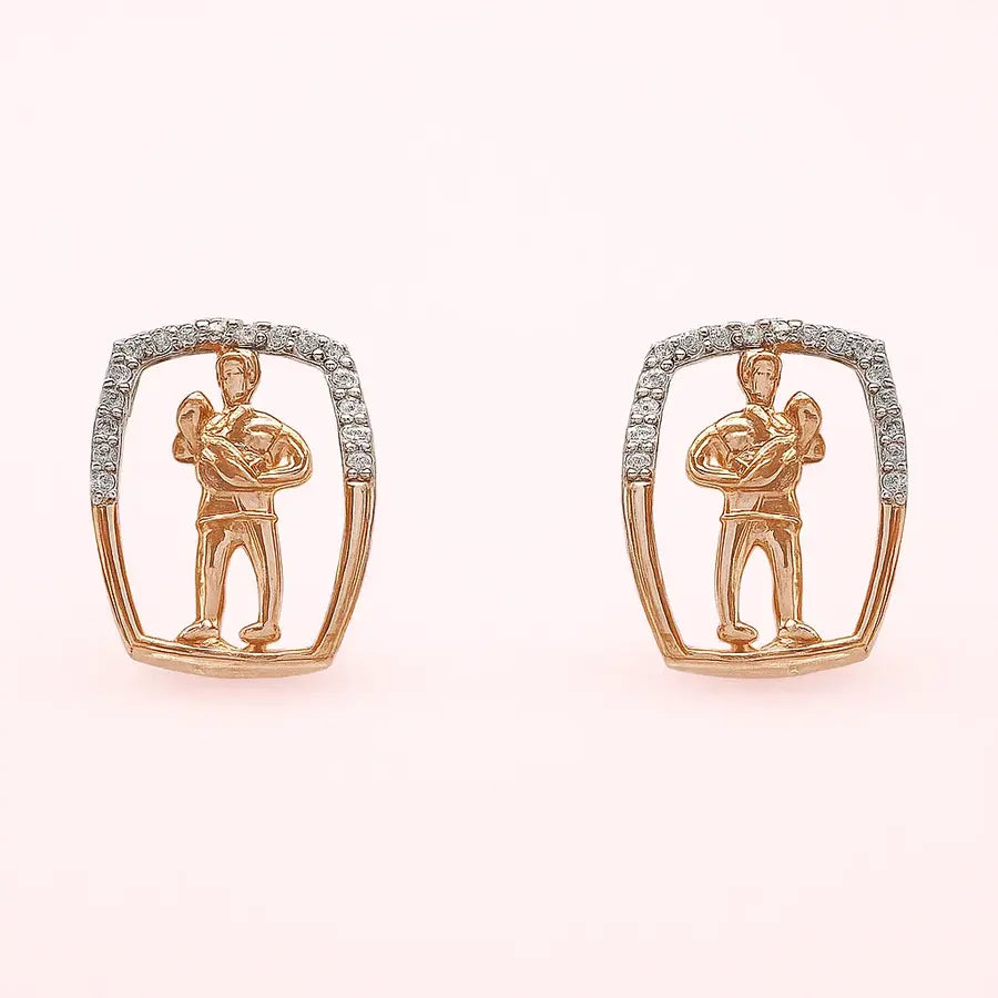 Dad Carrying Baby Gold Earrings