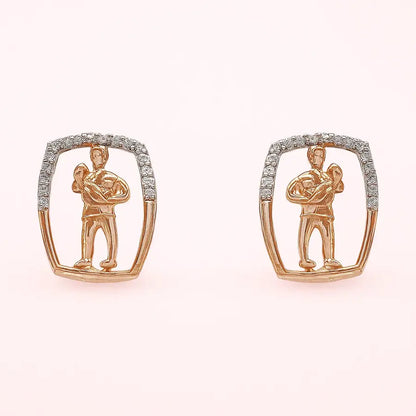 Dad Carrying Baby Gold Earrings