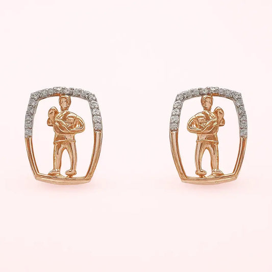 Dad Carrying Baby Gold Earrings