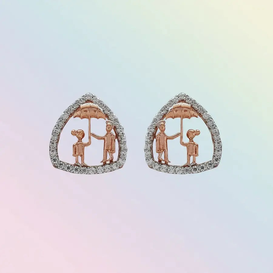 Umbrella Couple Gold Earrings