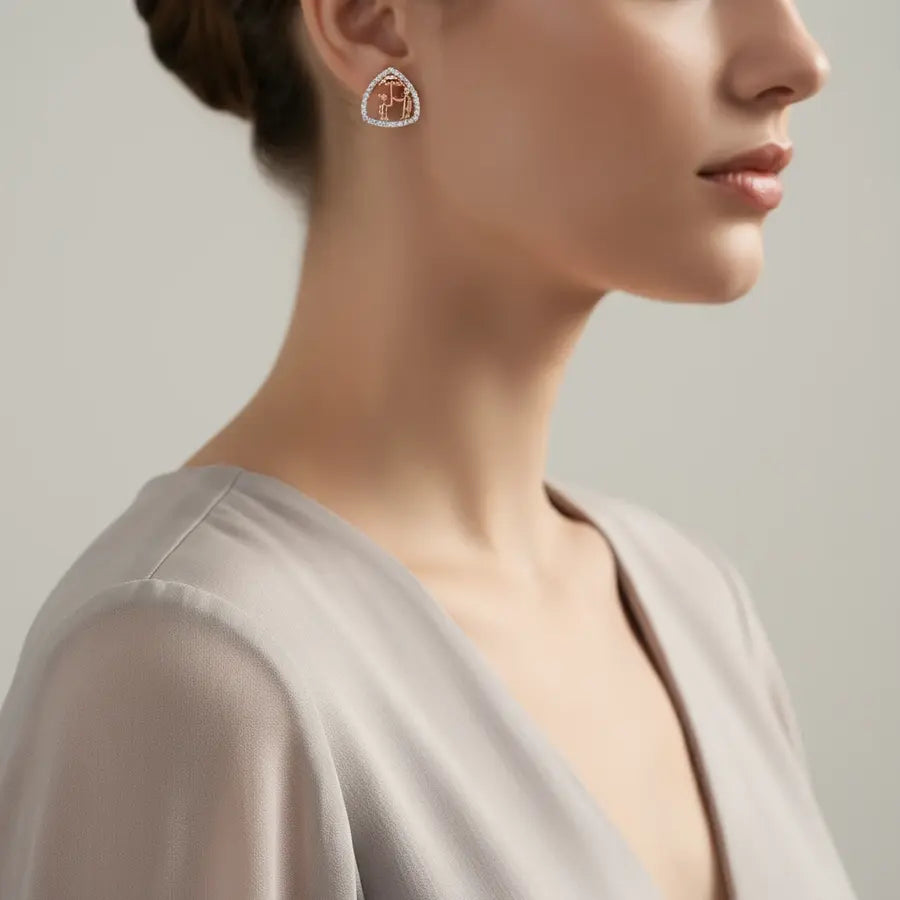 Umbrella Couple Gold Earrings