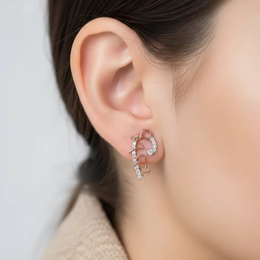 Music Love Gold Earrings
