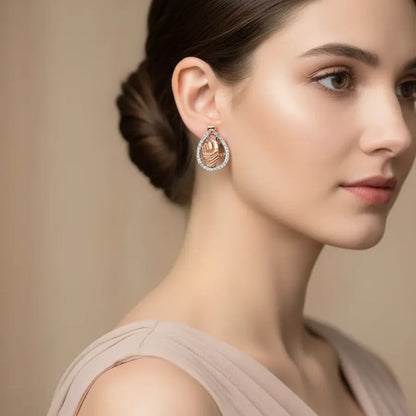 Korean Heart Gold Earrings
