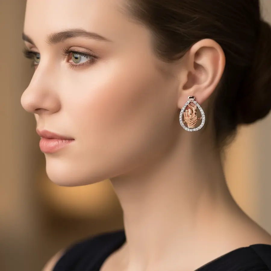 Korean Heart Gold Earrings