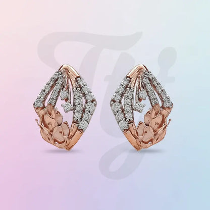 Diamond Flower Stones Gold Earrings