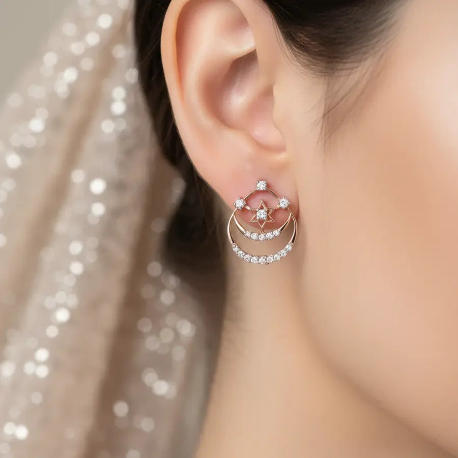 Teardrop Star Gold Earrings