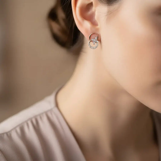 Floral Loop Gold Earrings