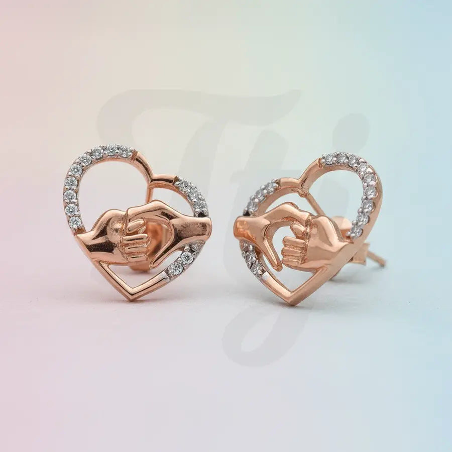 Heart Holding Hands Gold Earrings