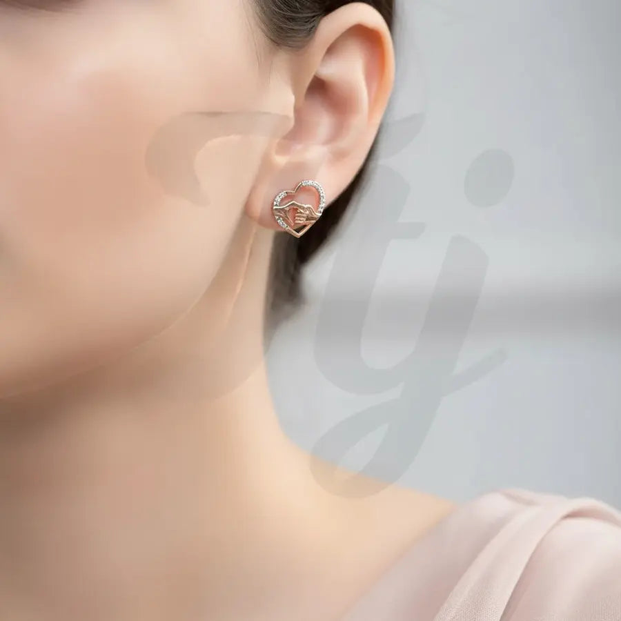 Heart Holding Hands Gold Earrings