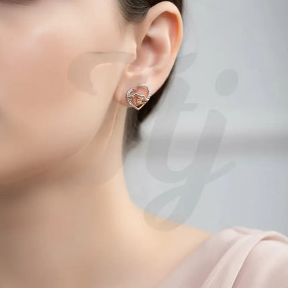 Heart Holding Hands Gold Earrings