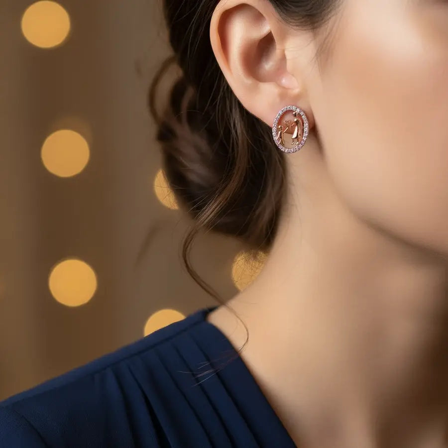 Child Flower Gift Gold Earrings