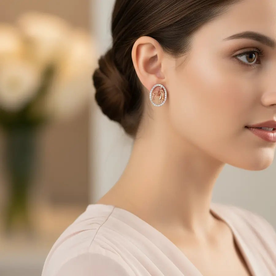 Child Flower Gift Gold Earrings