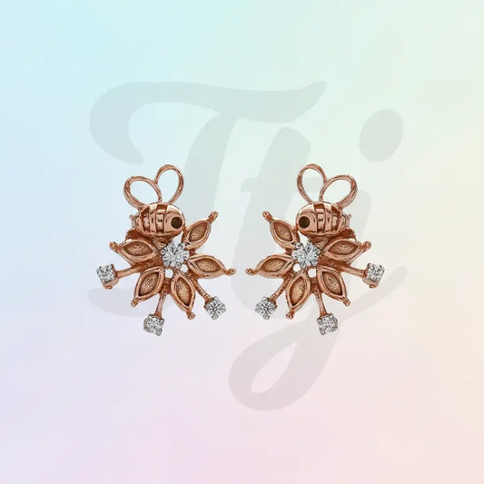Elegant Floral Cluster Design Gold Earrings