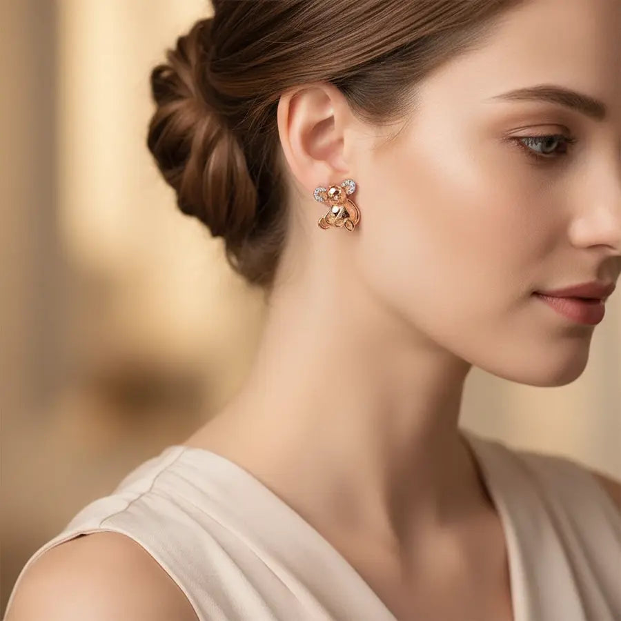 Elephant Toy Gold Earrings