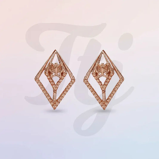 Diamond Frame Butterfly Gold Earrings