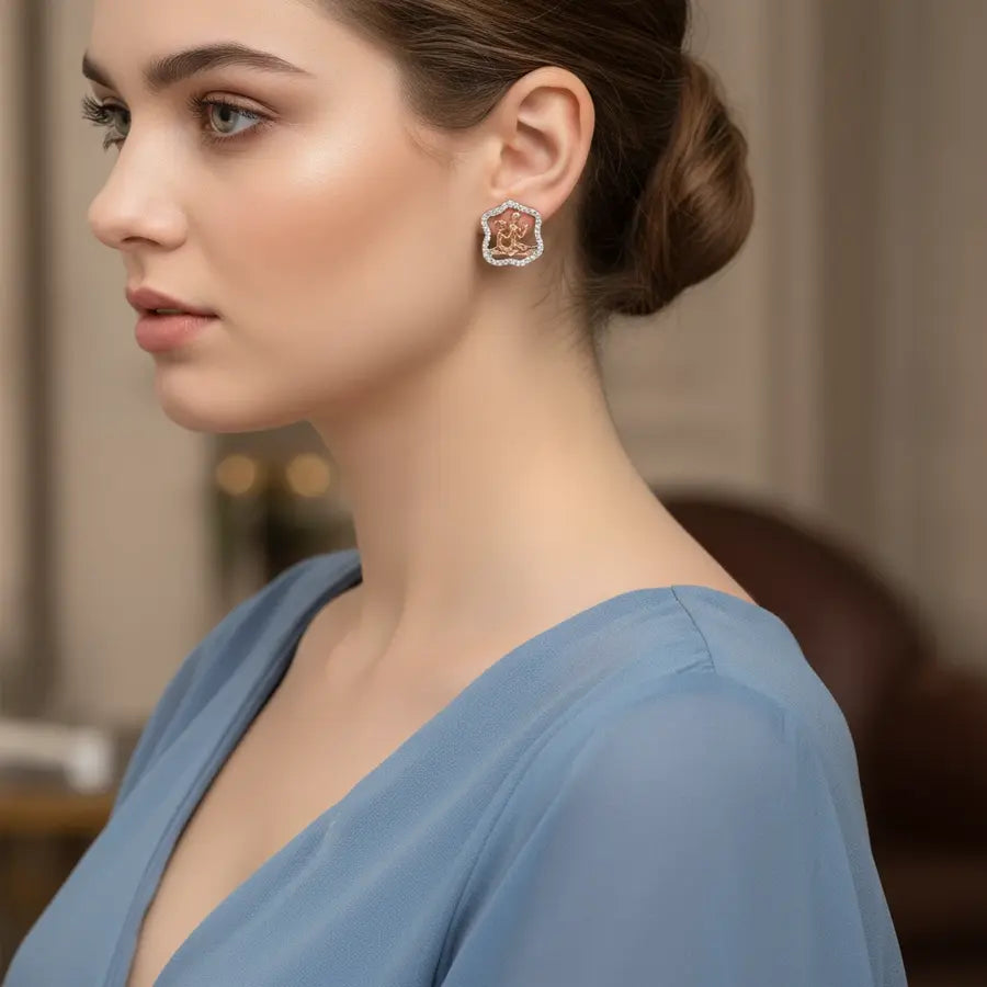 Kneeling Prayer Duo Gold Earrings