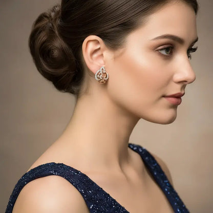 Shell Frame Floral Gold Earrings