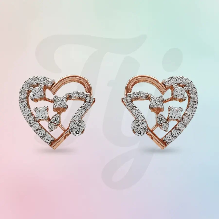 Heart Frame Music Note Gold Earrings