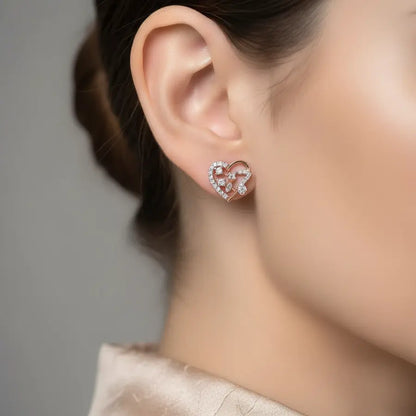 Heart Frame Music Note Gold Earrings